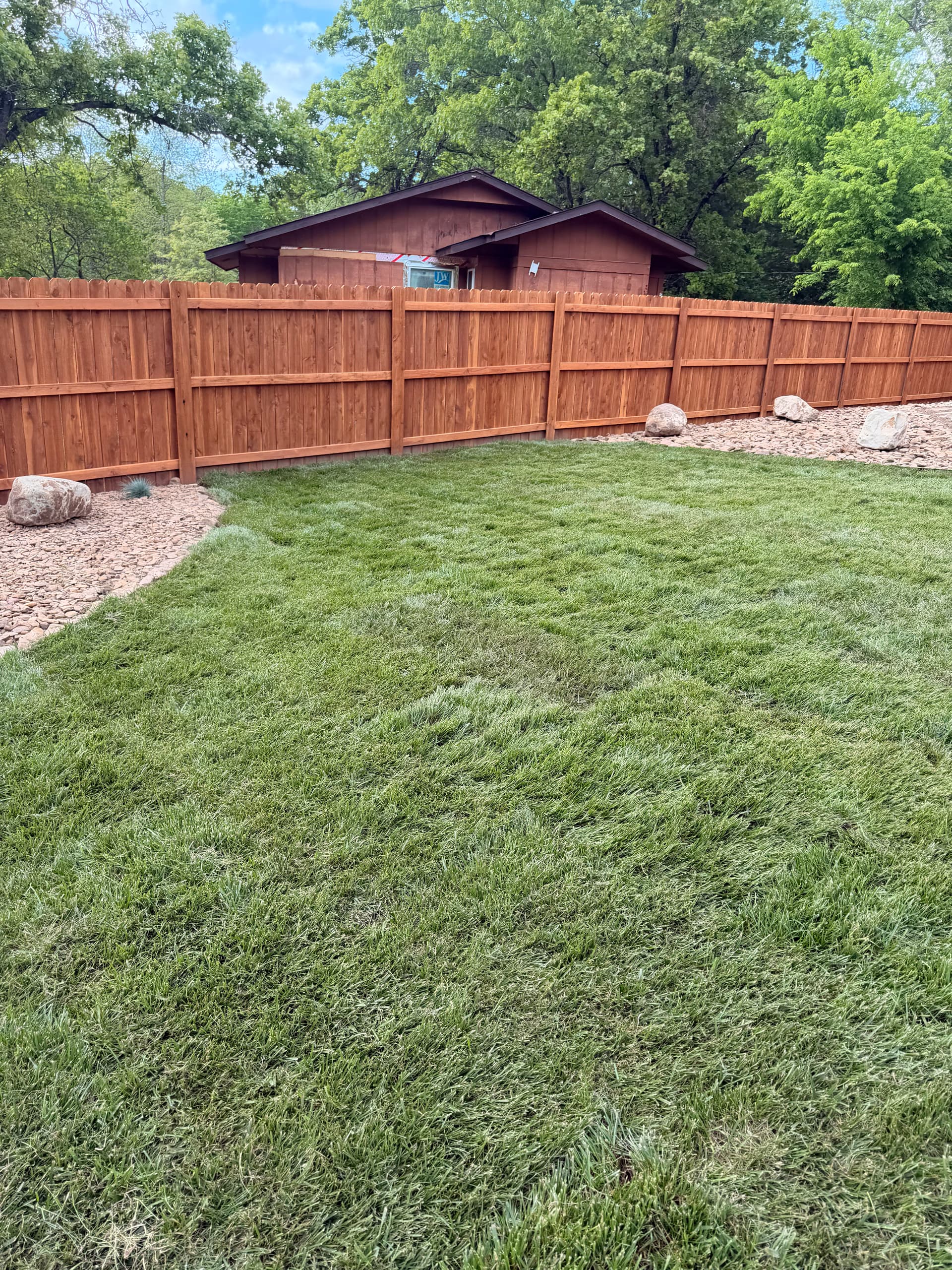 Gallery photos for Fresh-Cut Fescue Sod and Regrade Gives NWA Backyard a Real Fresh Start: Image #1